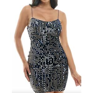 NWOT City Studio Juniors' Velvet-Sequin Bodycon Dress, Size Medium